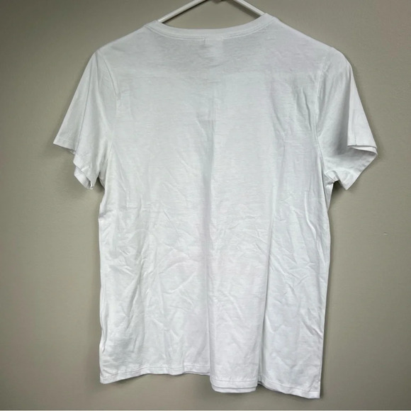 WOMEN'S short sleeve white basic t-shirt Sz M - Picture 2 of 5